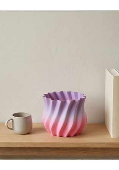 Yamanhobi Pembe Lila Degrade Kıvrımlı 3d Vazo Estetik Ev Ofis Dekoru Çok Renkli