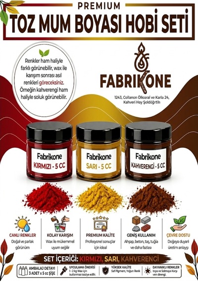 3'lü Set Premium Parafin Soya Wax Toz Mum Boyası Hobi Seti - 5 Cc Kırmızı, Sarı, Kahverengi Bkfab3ksrkh5g Karışık