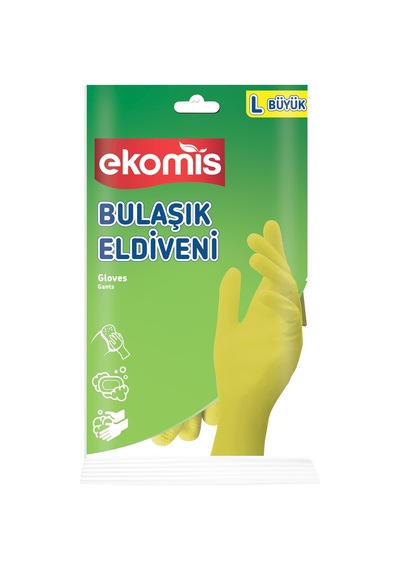 Büyük Boy Bulaşık Eldiveni L Beden Doğal Lateks Koruyucu Eldiven,