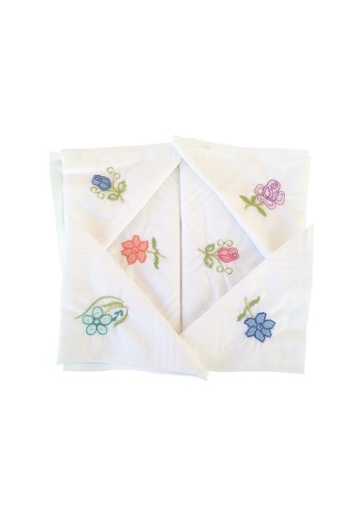 Hepsinerakip Hediyelik Işlemeli Bayan Mendili 12 Adet 28X28 Cm 100 Pamuk Renkli