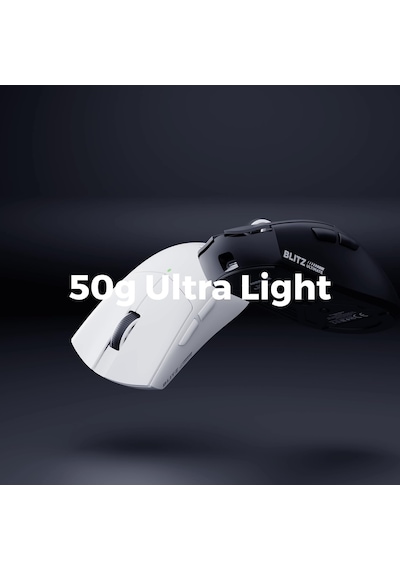 Blıtz Ultımate 8k Bt+wired+2.4g Beyaz Kablosuz Paw3950 Nordıc 52840 Mcu Gaming Oyuncu Mouse Blitz Ultimate