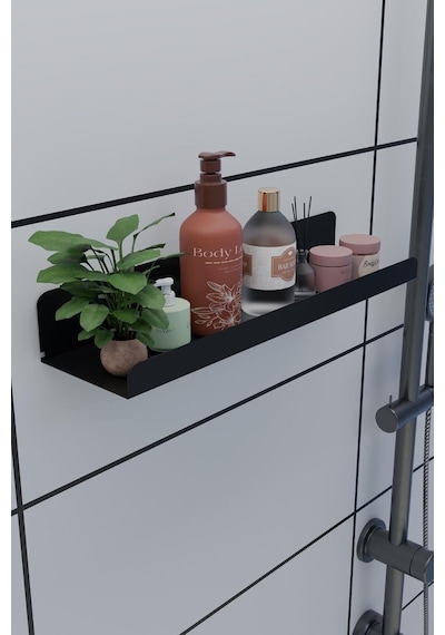 3m Ultra Güçlü Yapışkanlı Siyah Mutfak&banyo Rafı, Çok Amaçlı Organizer Raf 2 Adet Mt96s