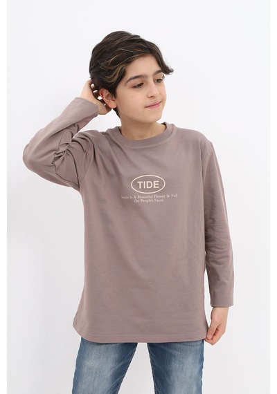 Toontoy Kids Toontoy Erkek Çocuk Oversize Bisiklet Yaka Hafif Düşük Omuz Baskılı Uzun Sweatshirt - 2 İplik Acı Kahverengi Toontoy Kids Toontoy Erkek Çocuk Oversize Bisiklet Yaka Hafif Düşük Omuz Baskılı Uzun Sweatshirt - 2 İplik Acı Kahverengi