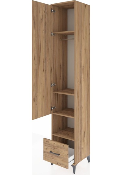 Hyperion Dolap 4 Raflı Tek Çekmeceli Tek Askılı 44x44x243 Çam... Çam Hyperion Dolap 4 Raflı Tek Çekmeceli Tek Askılı 44x44x243 Çam... Çam
