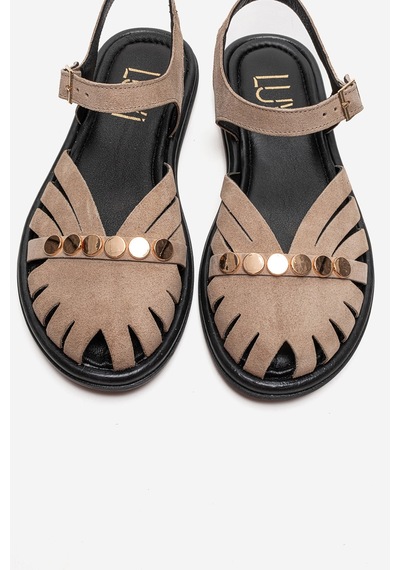 Luvishoes Chıela Vizon Süet Hakiki Deri Bilekten Bantlı Kadın Sandalet