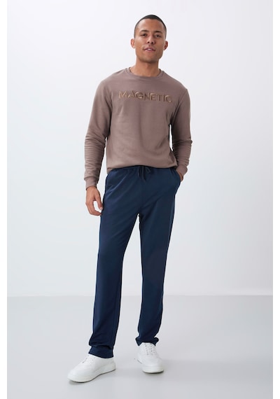 Tommy Life İndigo Bağcıklı Cepli Standart Kalıp Klasik Paça Erkek Eşofman Alt - 84682 İndigo