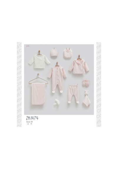 Caramell Barbosa Cute Nakışlı %100 Pamuk Yenidoğan 10'lu Hastane Çıkışı 56-62cm Pembe