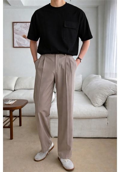 Tarz Cool Erkek Cepli Basic Tişört Oversize Modern Kesim Günlük Şık Stil Siyah