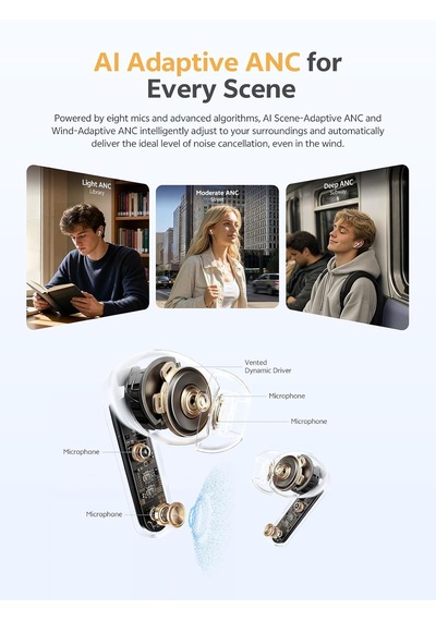 Melobuds N65-6.0 Bluetooth Kulaklık Hi-res Ldac 60 Db Adaptif Anc - Eller Serbest, 45 Ms Acı Kahverengi