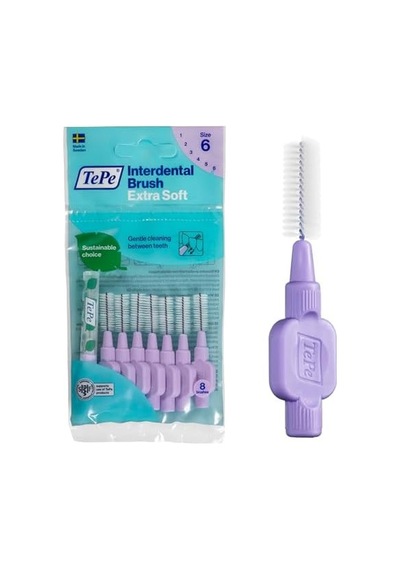 Diş Arası Fırçalar Ekstra Yumuşak Mor Iso Boyut 6: 1,1 Mm / Özellikle Yumuşak Ve Verimli Diş Arası Temizlik İçin / 1 X 8 Diş Arası Fırça