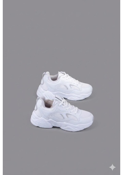 Fort 2107 Lmb Rahat Hafif Kalın Taban Sneaker Kadın Spor Ayakkabı Beyaz