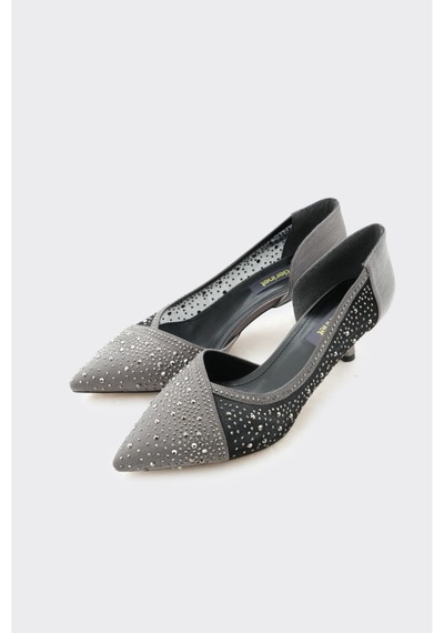 Derinet Melina Kısa Topuklu Stiletto Platin Platin