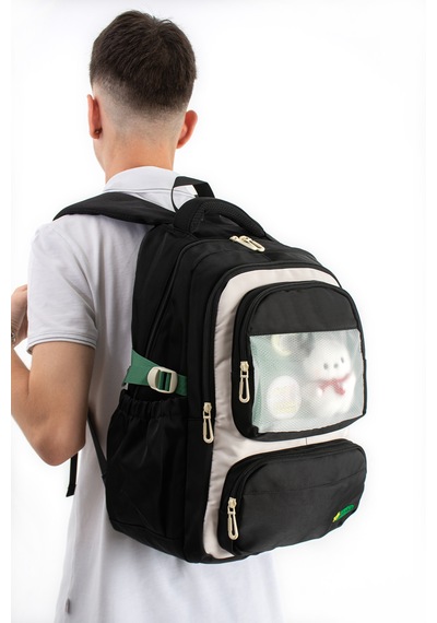 Ventis Qualty Okul Çantası Su Geçirmez Klinkır Kumaş Unisex Sırt Çantası Model 1g Siyah