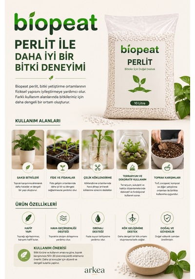 Perlit 10 Litre Toprak Düzenleyici Hava Geçirgenliği Ve Drenaj Destekleyici Perlit 1000