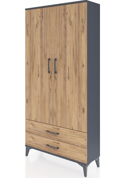 Arges Dolap 4 Raflı 2 Çekmeceli 2 Kapaklı 88x30x182 Antrasit-çam Antrasit