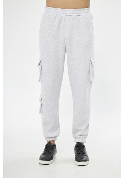 Unisex Regular Cepli Kargo Pantolon - Kargo Eşofman Altı Gri