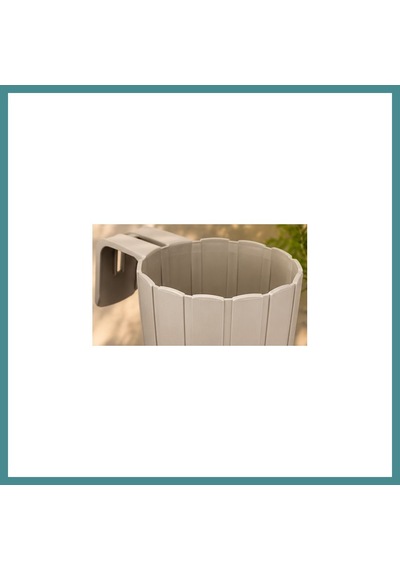 Trendexa 3d Baskı Askılı Balkon Saksısı Dikey Çizgili Dekoratif Çiçek Ve Aromatik Bitki Saksısı - Bej Mac
