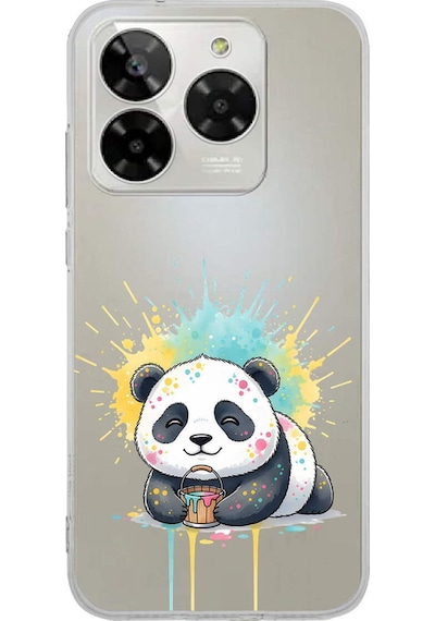General Mobile Era 50 İle Uyumlu Splash Panda Tasarımlı Şeffaf Silikon Kılıf 051i