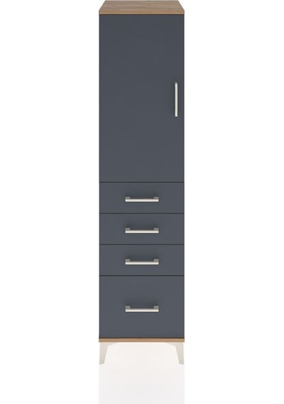 Hyperion Dolap 2 Raflı 4 Çekmeceli Tek Kapaklı 44x44x182 Çam-antrasit Atlas Çam