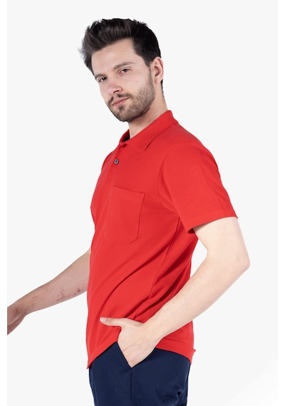 Yıldırımlar Polo Yaka T-shirt %100 Pamuk Cepli Kırmızı