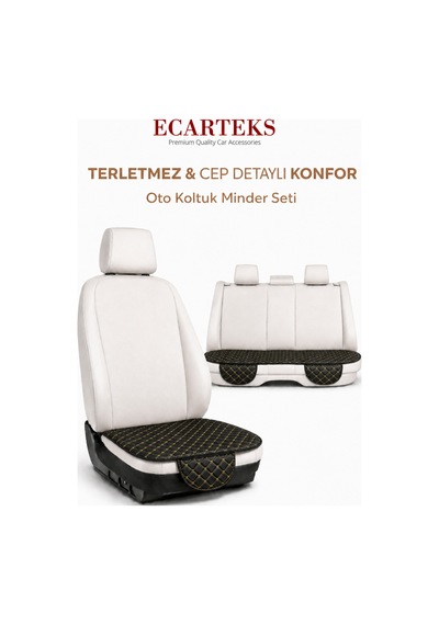Ergonomik Cepli 3 Parça Oturak Deri Oto Minder Seti Sarı
