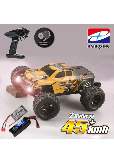 Haıboxıng 1/16th Scale 4wd Brushless Truck Uzaktan Kumandalı Araba Rtr Sarı + 1000 Mah 7.4v 2s 30c Lipo Batarya