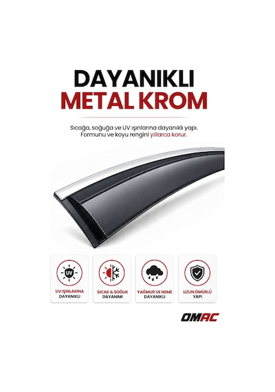 Fiat Doblo 2023+ Uyumlu Araca Özel Chrome Style Akrilik Cam Rüzgarlığı Koyu Duman 4 Parça