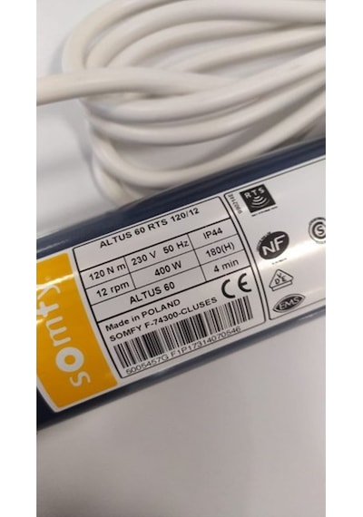 Pergole Motoru Somfy Altus 60rts 120nm-12 Alıcılı Motor