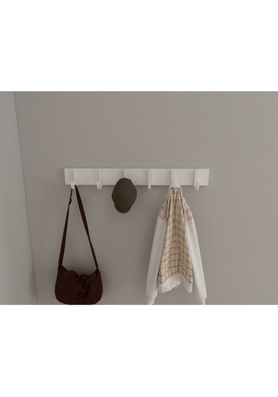 Hepsi3boyutlu Modern Duvar & Kapı Baston Askılık - 6 Adet Beyaz J Askılık - Model No : 6 Beyaz
