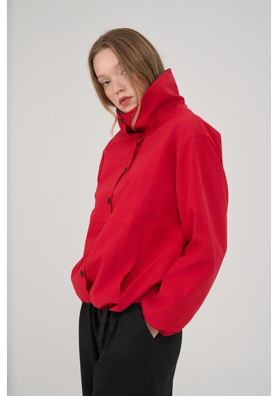 Mai Collection Row Düğmeli Kırmızı Oversize Ceket