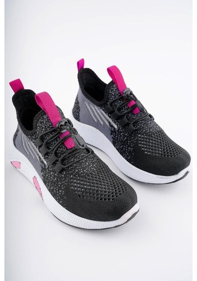 Tutinom 507-24 Triko Sneaker Kız Çocuk Ayakkabı Siyah Pembe 26-30 Siyah