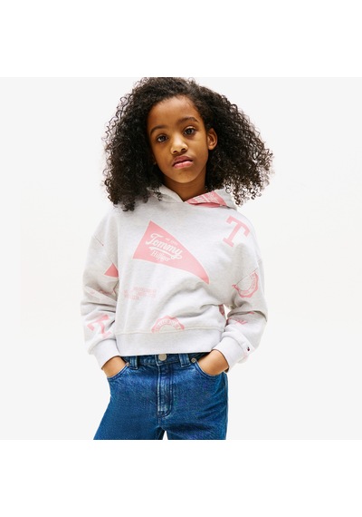 Tommy Hilfiger Hooded Çocuk Beyaz Sweatshirt Kg0kg08732 BEYAZ
