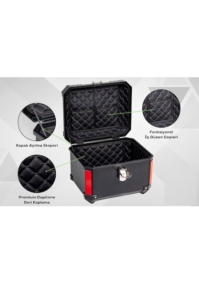 Motorsiklet Çanta Premium 60 Litre Abs Motosiklet Çantası Kırılmaz Karbon Siyah Renk Siyah