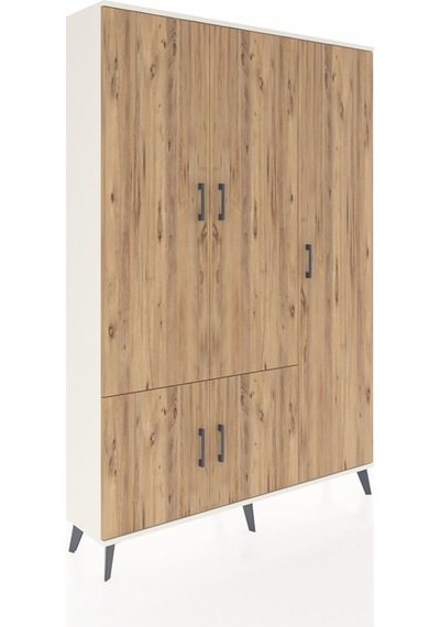 Arges Dolap 7 Raflı 5 Kapaklı Tek Askılı 132x30x195 Aytaşı-çam/çam Atlas Çam/atlas Çam