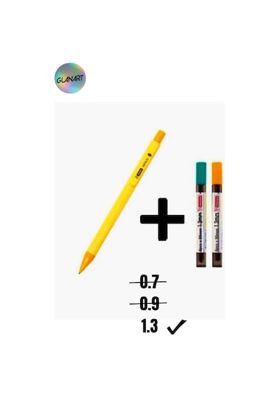 1.3 Mm Uçlu Kalem Ve 2 Paket 1.3 Mm Uç Seti Mikro Sarı