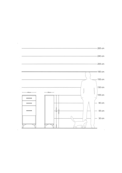 Arges Komodin 3 Çekmeceli 44x30x106 Çam-çam Çam