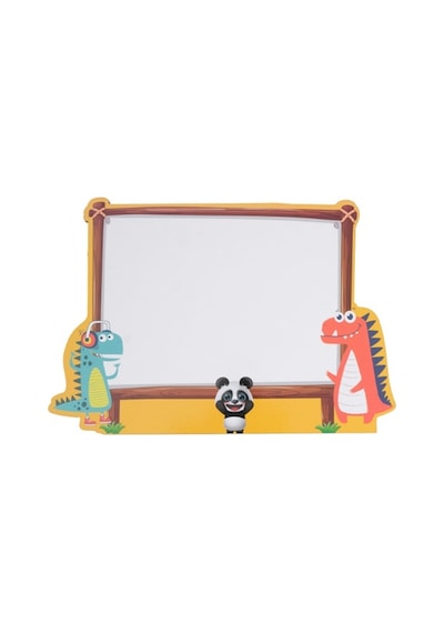 Panda Animasyonlu Dinazor Yazı Tahtası Ahşap 23x33 Çok Renkli