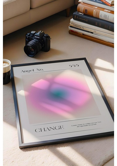 Angel No 555 Change Çerçeveli Tablo Melek Sayıları Değişim Aura Enerji Renkleri