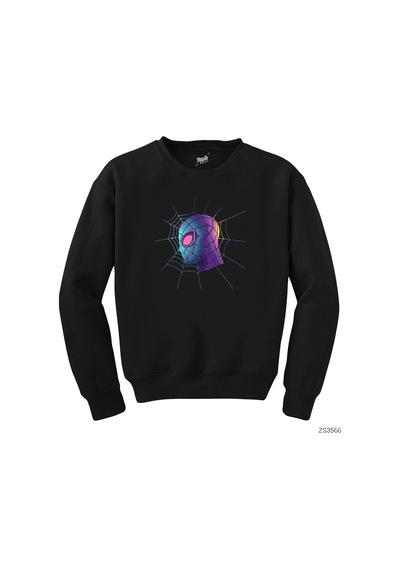 Spiderman Spider Web Siyah Sweatshirt Siyah