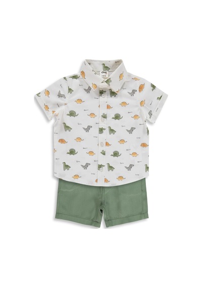 Civil Baby Dinozor Baskılı 6-18 Ay Takım - Haki