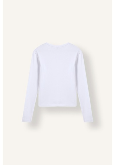 Defacto %100 Pamuk Slim Fit Bisiklet Yaka Düğmeli Ribana Uzun Kollu Basic Hırka I9576ax26auwt34 Beyaz-wt34