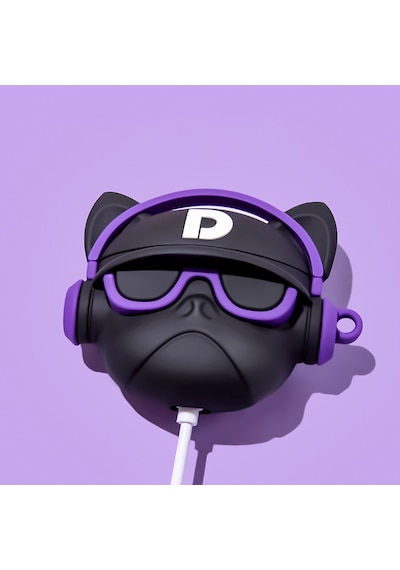 Bipower Apple Uyumlu AirPods 1-2. Nesil Kılıf Star Bulldog Mor