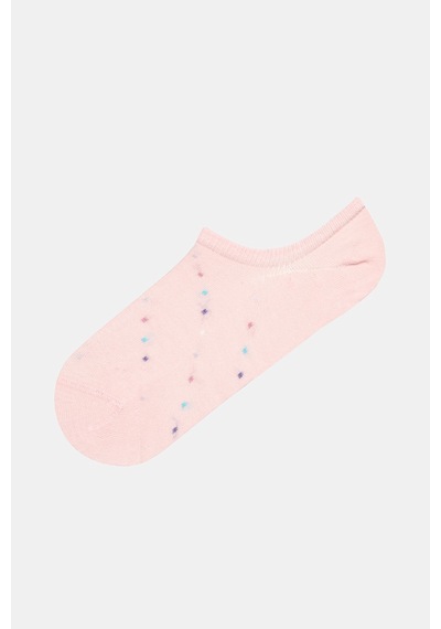 Penti 3 Çift Pamuklu Mini Puantiye Desenli Sneaker Çorap Gri - Pembe