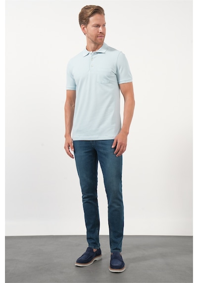 Mavi Polo Yaka Kısa Kol Cepli Comfort Fit Pamuklu Tişört 1011260155