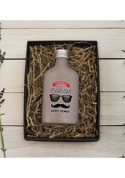 Bk Gift Kişiye Özel İsimli Baba Temalı Mat Gri Tasarım Cam Şişe Kolonya 200 ML 7