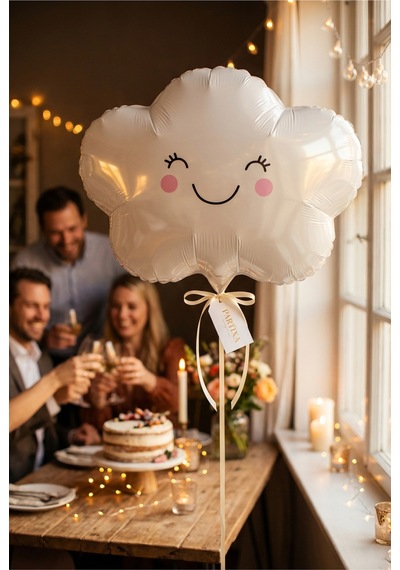 Sevimli Gülen Bulut Yüzlü Folyo Balon Doğum Günü Baby Shower Anaokulu Parti Süsleme Çok Renkli