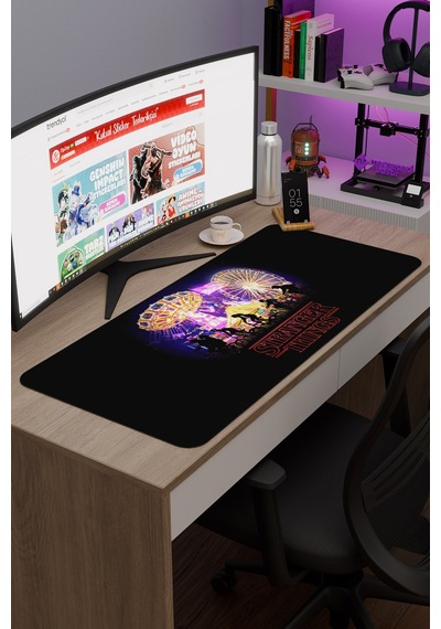 Stranger Things V5 90x40 Xxl Gaming Kauçuk Kaymaz Taban Mouse Pad Fare Altlığı