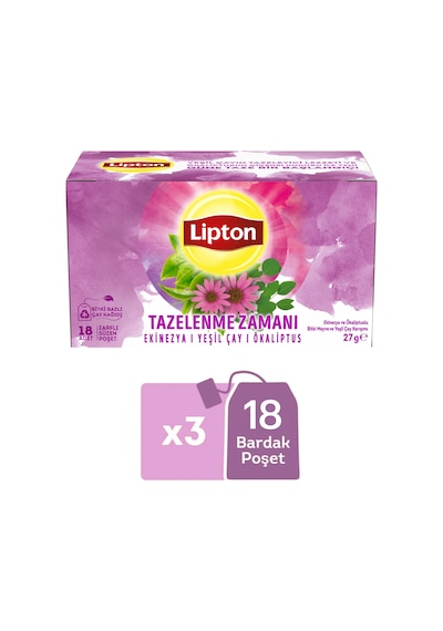 Lipton Tazelenme Zamanı Ekinezya Ve Ökaliptuslu Bitki Ve Meyve Çayı Karışımı 18li X 3 Adet