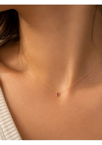 14 Ayar Altın Mor Ren Hediyelik Minimal Kolye 1011 Gold