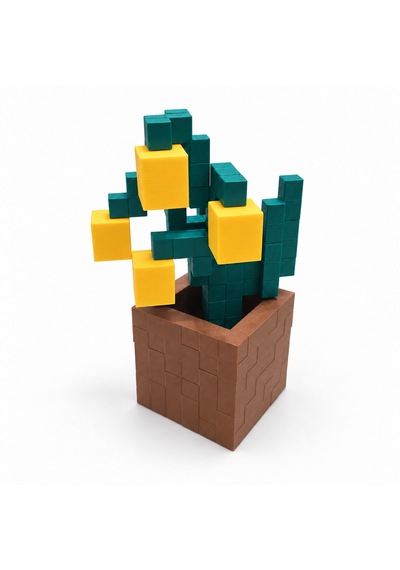 Piksel İnci Çiçeği Biblo - 3d Baskı, Minecraft Esintili Sarı